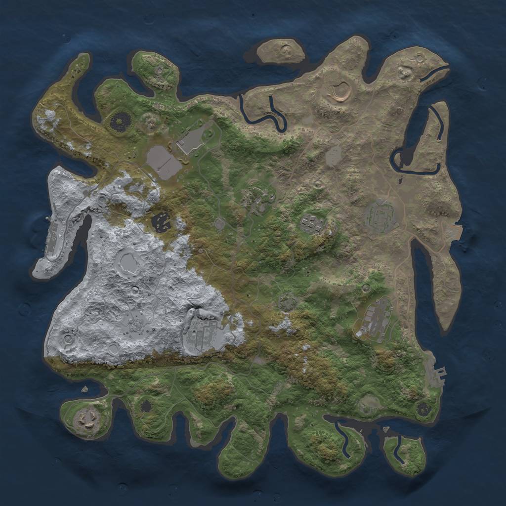 Rust Map: Procedural Map, Size: 3750, Seed: 23052024, 17 Monuments