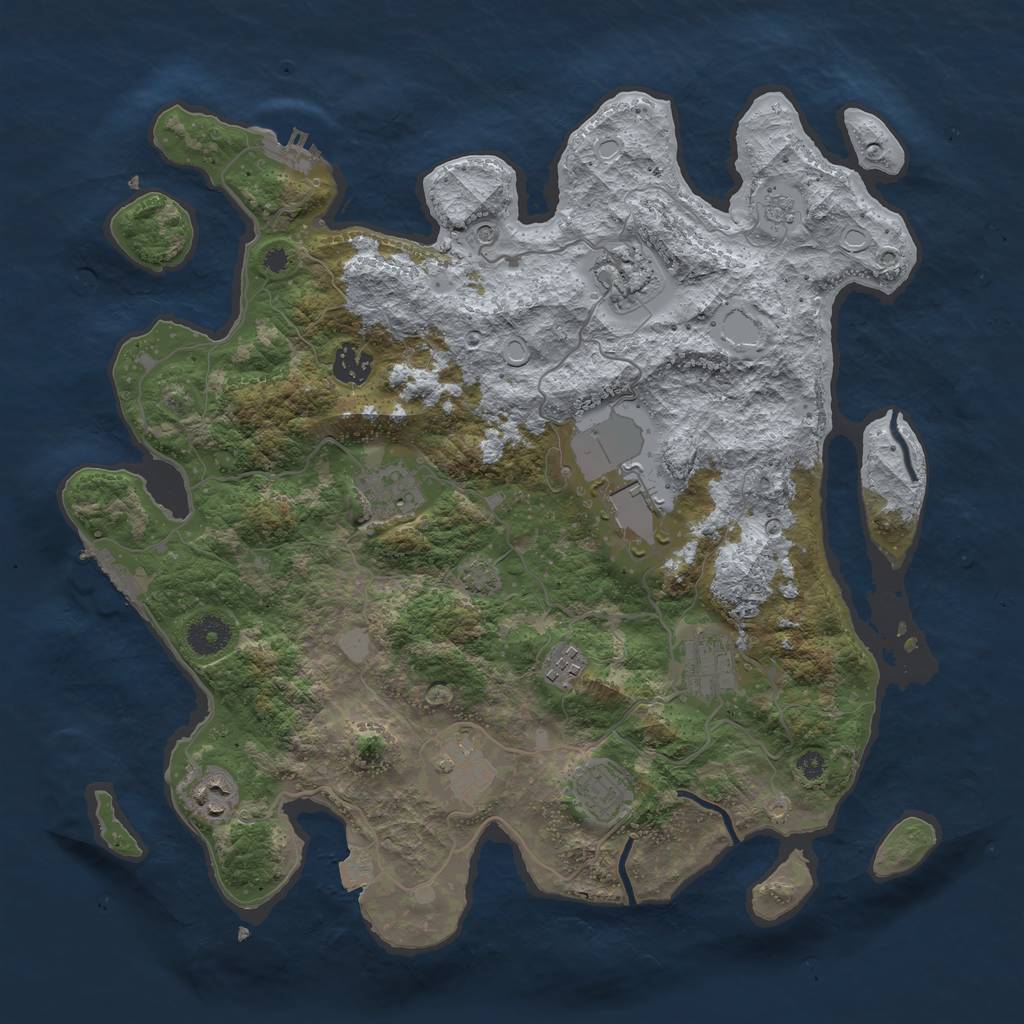 Rust Map: Procedural Map, Size: 3800, Seed: 99069625, 17 Monuments
