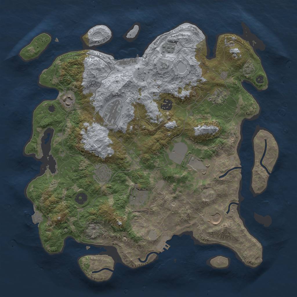 Rust Map: Procedural Map, Size: 3750, Seed: 1336618483, 17 Monuments