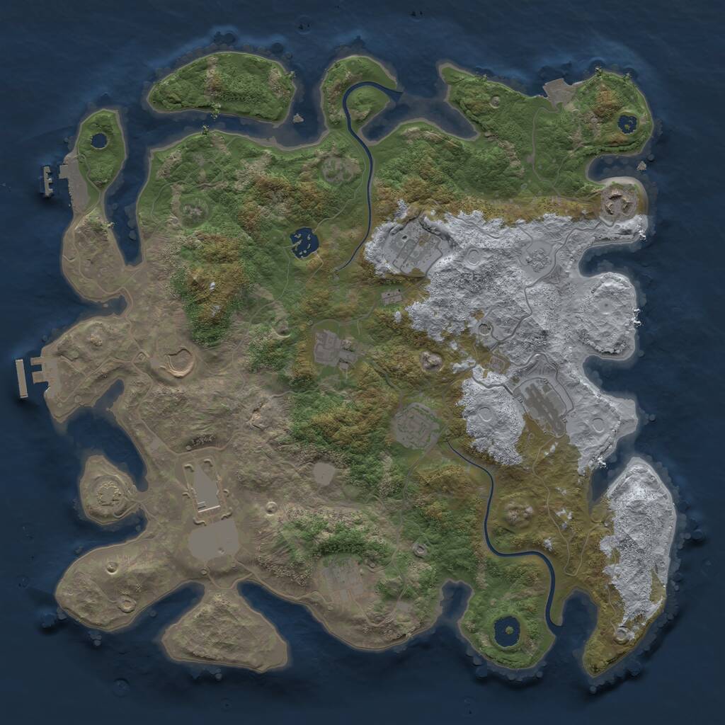 Rust Map: Procedural Map, Size: 3800, Seed: 35164942, 15 Monuments