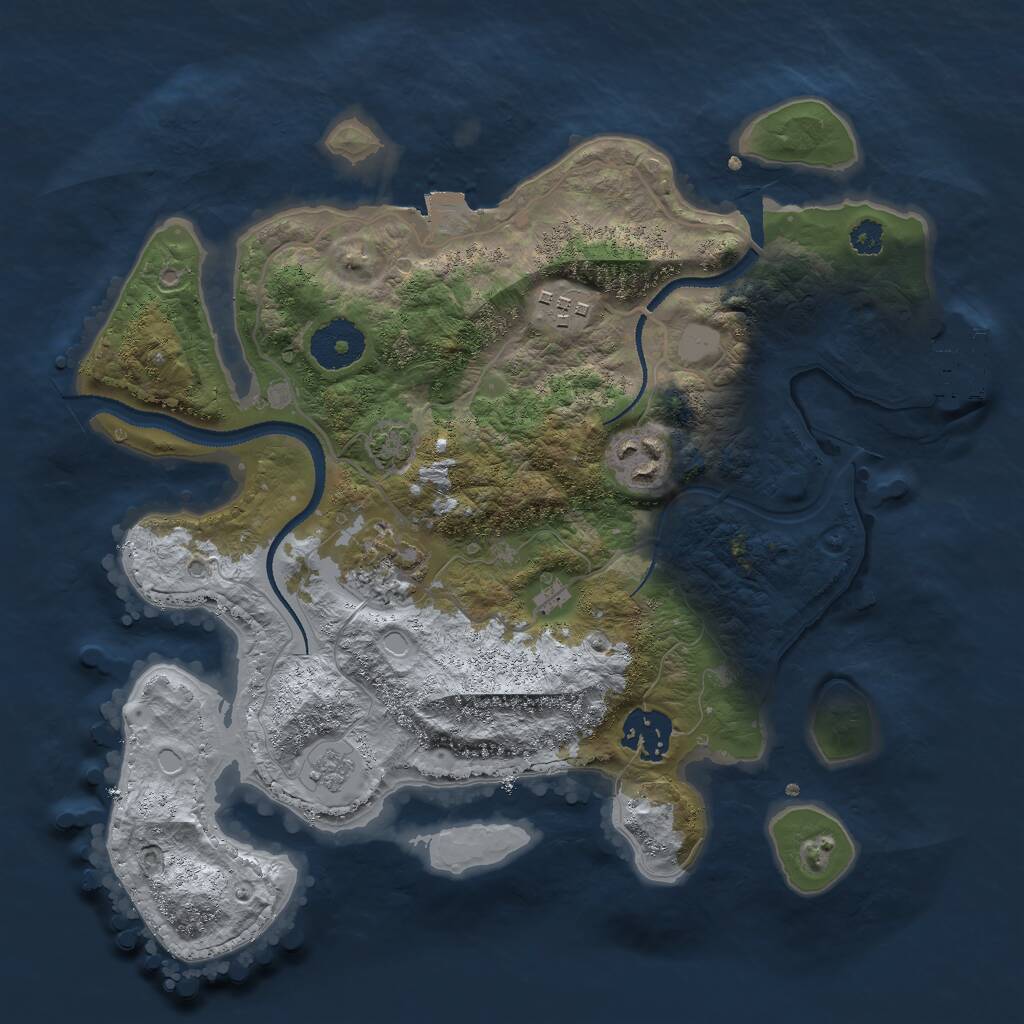 Rust Map: Procedural Map, Size: 3000, Seed: 1149157376, 8 Monuments