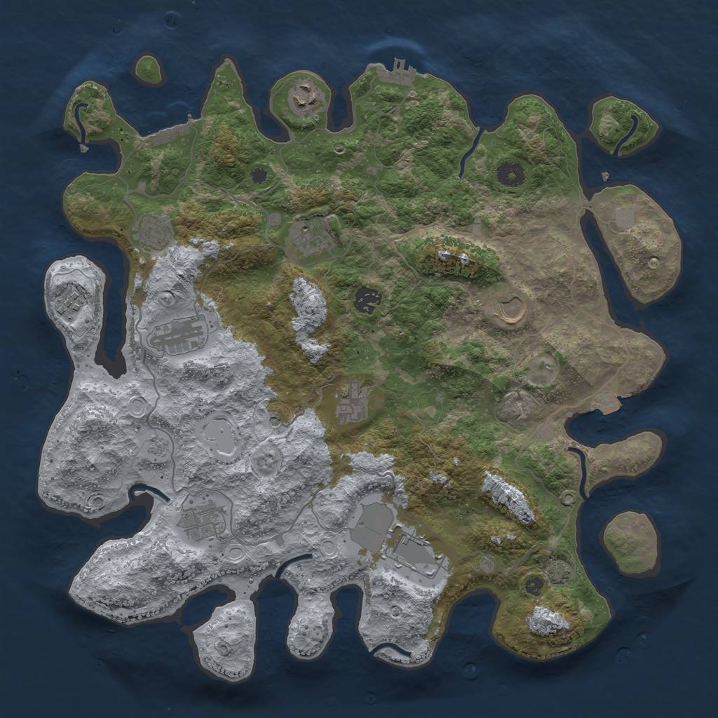 Rust Map: Procedural Map, Size: 4000, Seed: 494849093, 18 Monuments