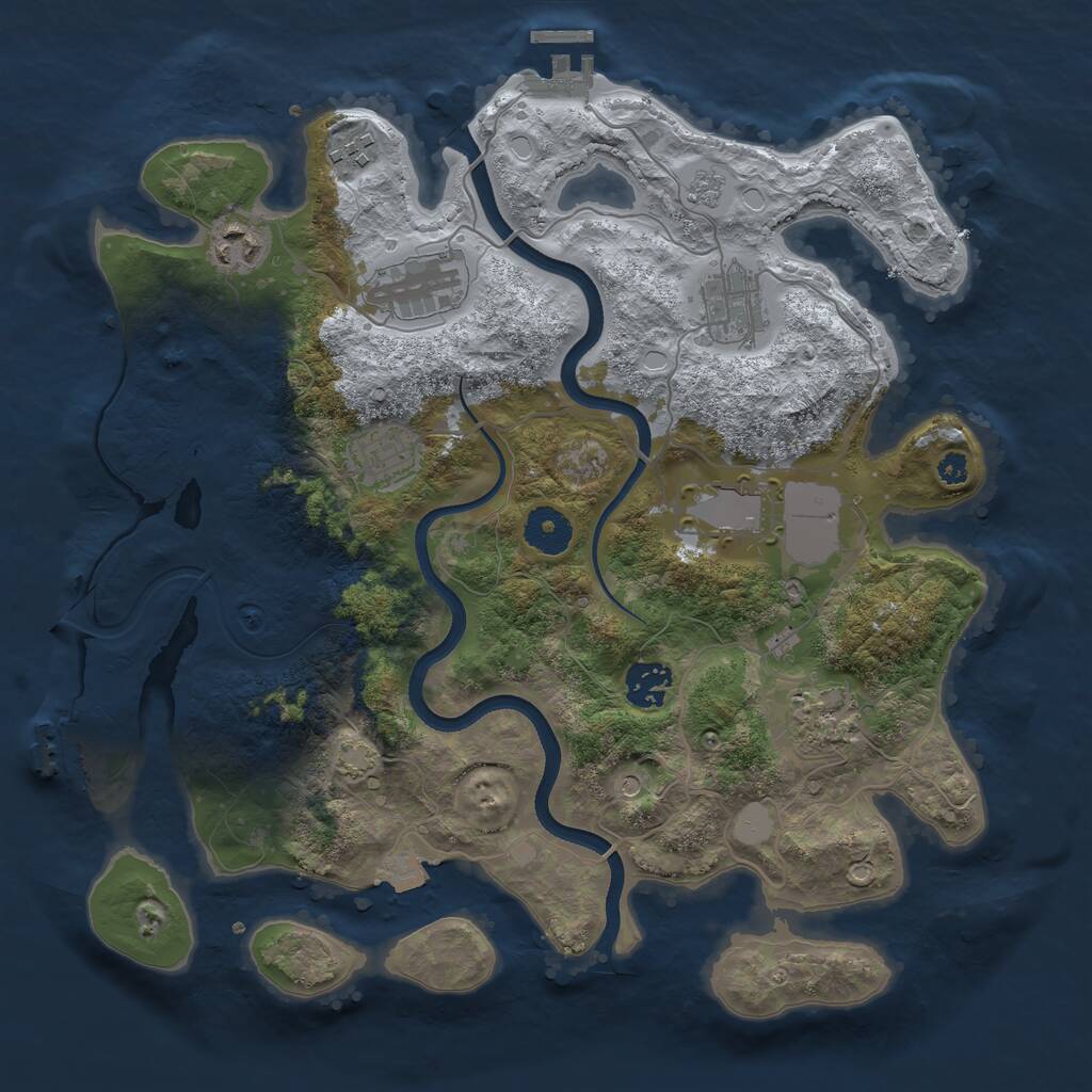 Rust Map: Procedural Map, Size: 3500, Seed: 1286558781, 14 Monuments