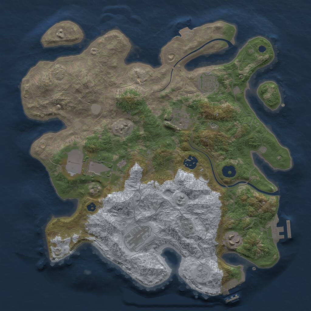 Rust Map: Procedural Map, Size: 3500, Seed: 787590607, 13 Monuments
