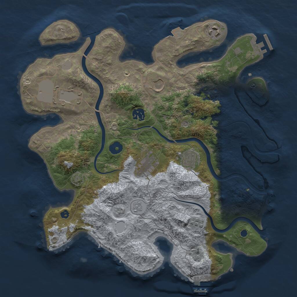 Rust Map: Procedural Map, Size: 3500, Seed: 787590607, 13 Monuments