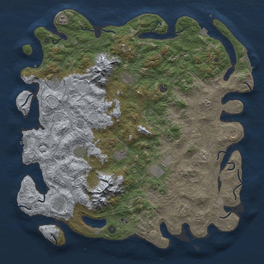 Rust Map: Procedural Map, Size: 5000, Seed: 129956786, 19 Monuments