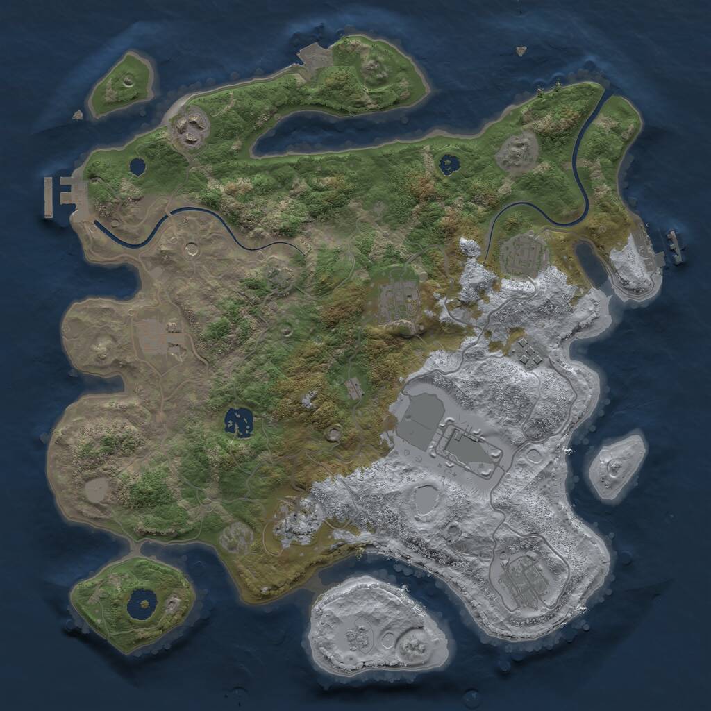 Rust Map: Procedural Map, Size: 3500, Seed: 81161048, 15 Monuments