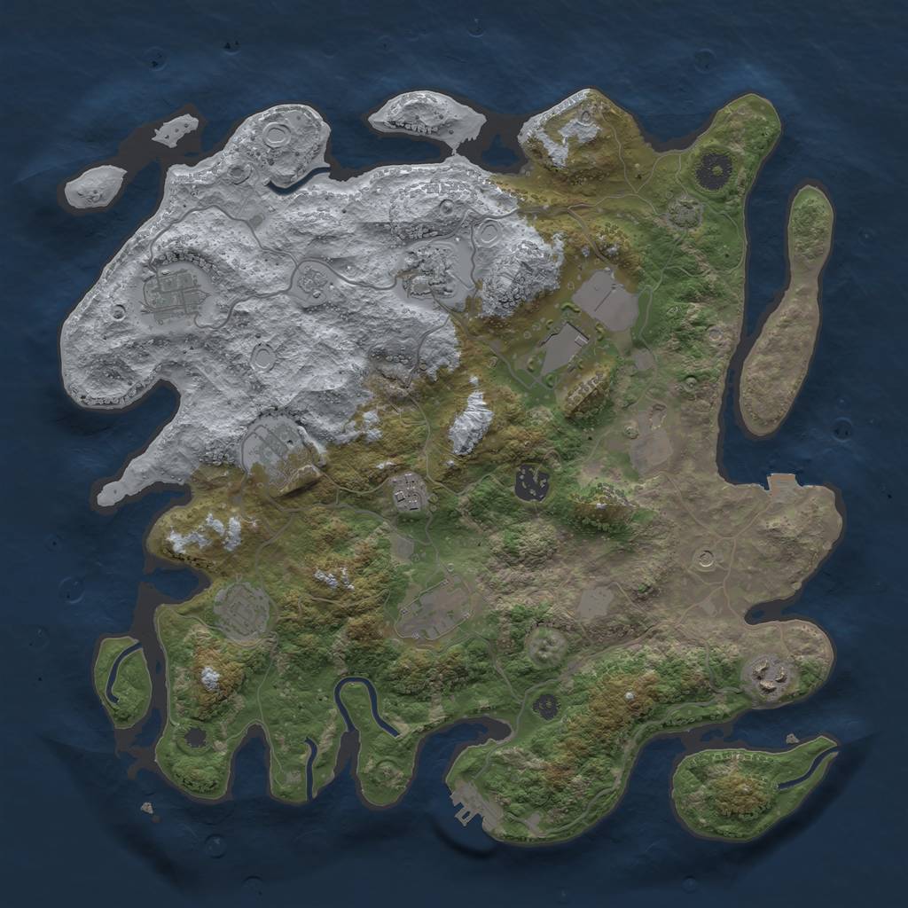 Rust Map: Procedural Map, Size: 3750, Seed: 259425046, 17 Monuments