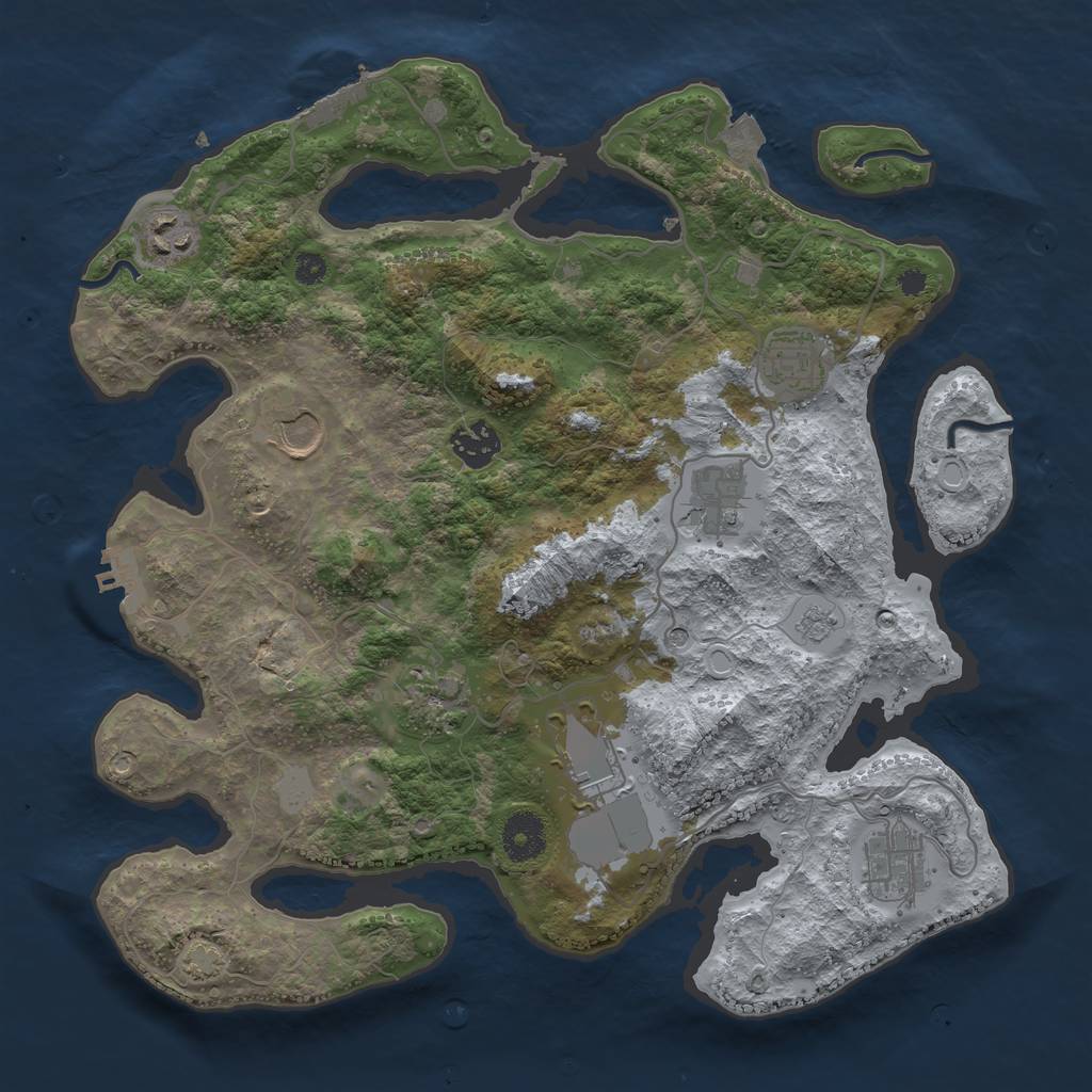 Rust Map: Procedural Map, Size: 3500, Seed: 86369715, 16 Monuments