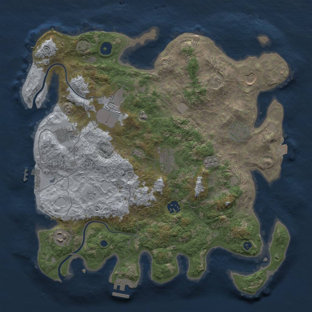 Rust Map: Procedural Map, Size: 3750, Seed: 498729, 14 Monuments