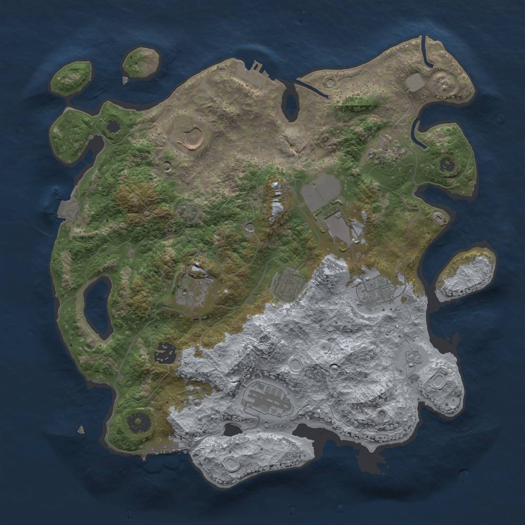 Rust Map: Procedural Map, Size: 3500, Seed: 188686747, 16 Monuments