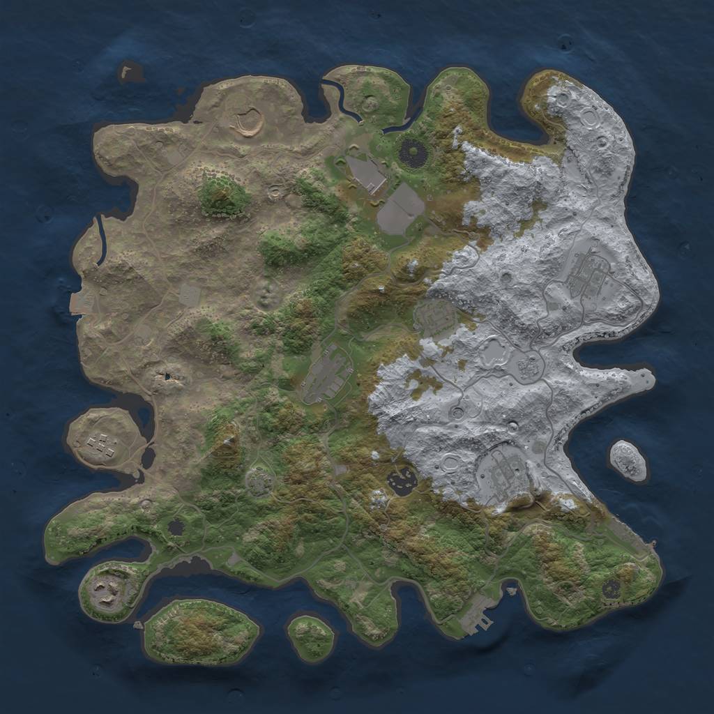 Rust Map: Procedural Map, Size: 3750, Seed: 664773, 17 Monuments