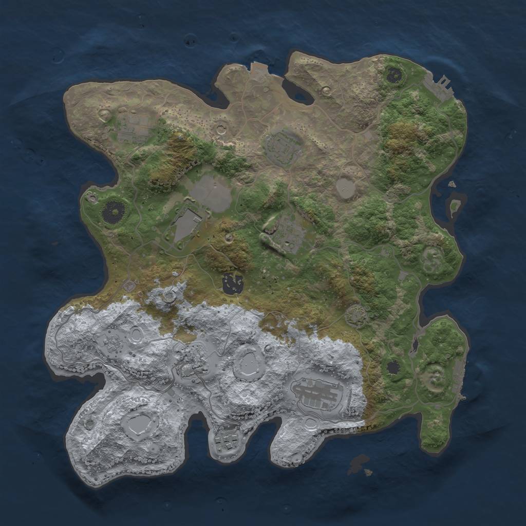 Rust Map: Procedural Map, Size: 3500, Seed: 173966451, 16 Monuments