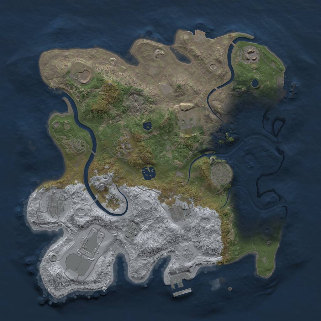 Rust Map: Procedural Map, Size: 3500, Seed: 173966451, 16 Monuments