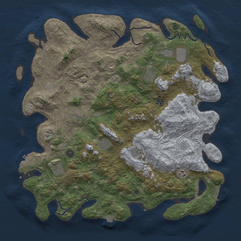 Rust Map: Procedural Map, Size: 4500, Seed: 21457, 19 Monuments