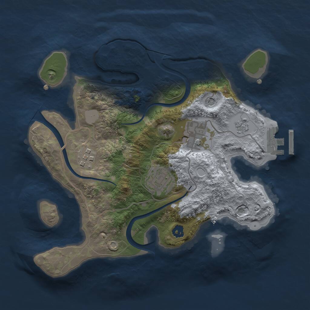 Rust Map: Procedural Map, Size: 2500, Seed: 648163817, 7 Monuments
