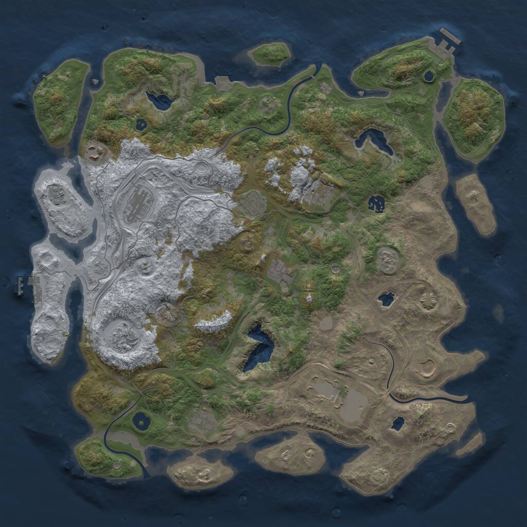 Rust Map: Procedural Map, Size: 4500, Seed: 41824, 17 Monuments