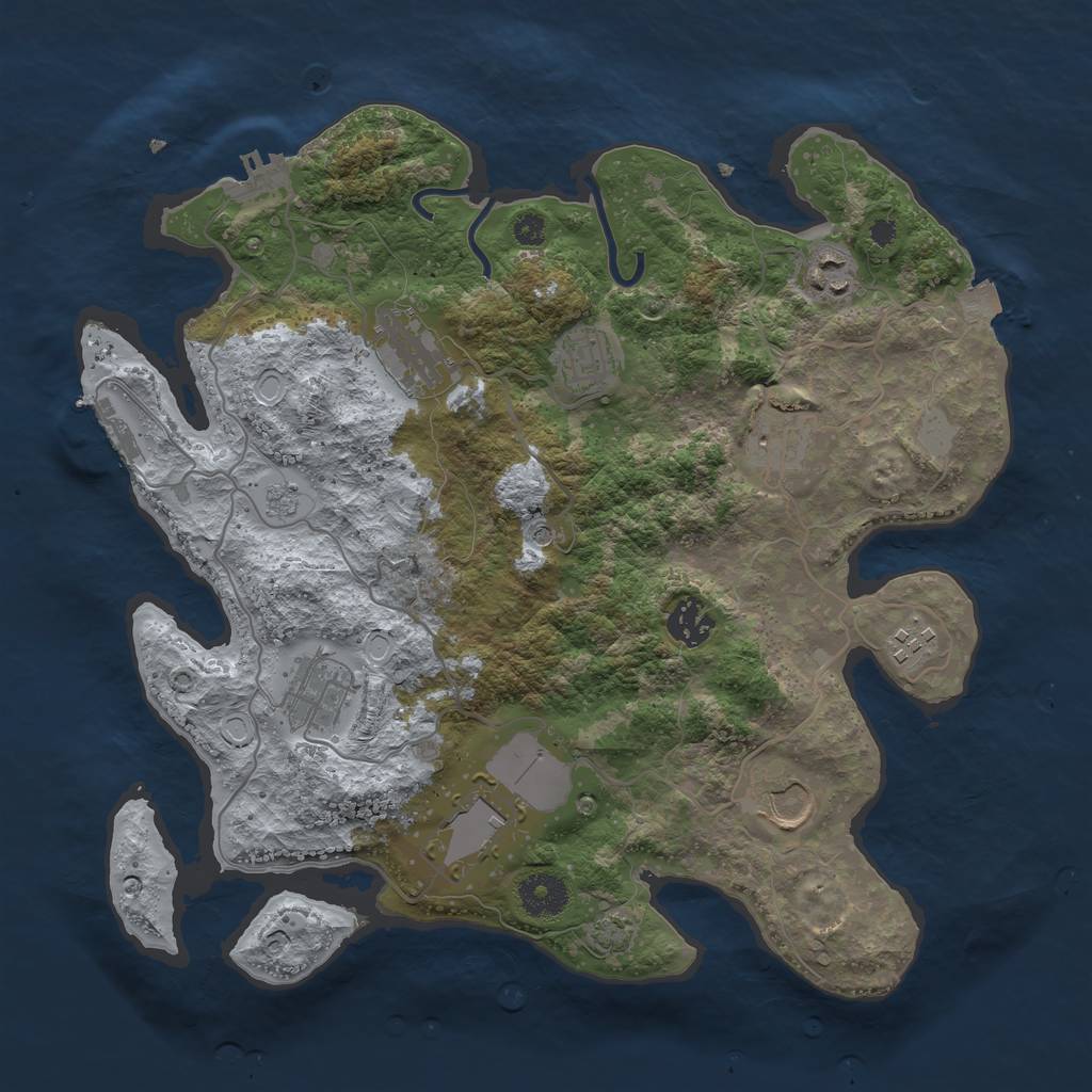 Rust Map: Procedural Map, Size: 3500, Seed: 535451, 17 Monuments