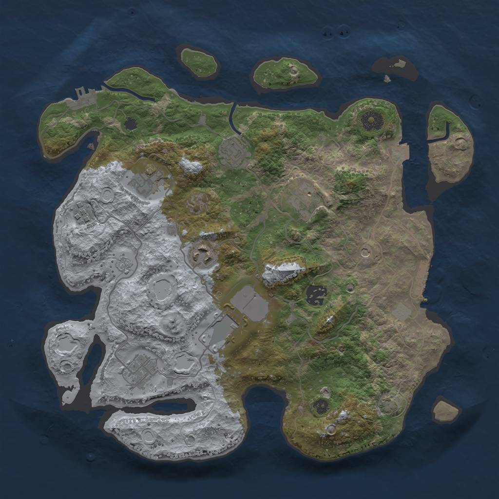 Rust Map: Procedural Map, Size: 3500, Seed: 267417158, 16 Monuments