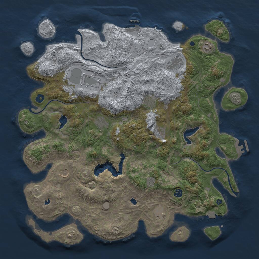 Rust Map: Procedural Map, Size: 4500, Seed: 1241033923, 16 Monuments
