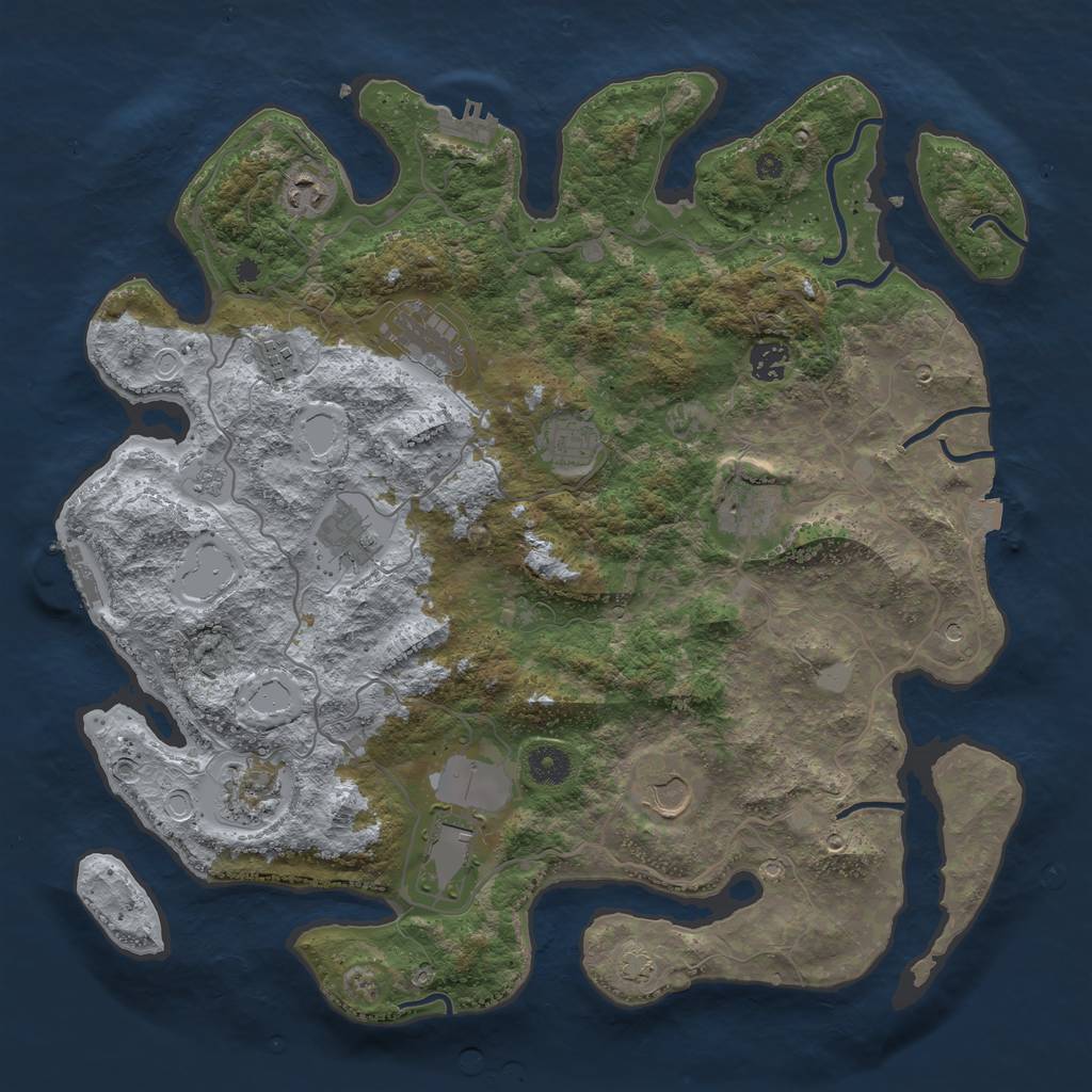 Rust Map: Procedural Map, Size: 4000, Seed: 65879, 18 Monuments