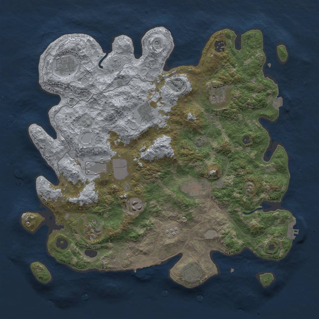 Rust Map: Procedural Map, Size: 4000, Seed: 500447233, 18 Monuments