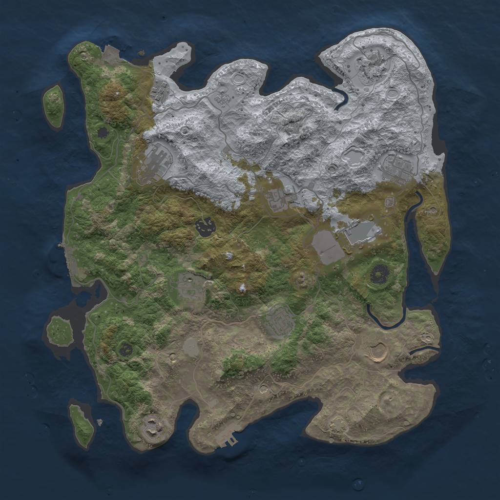 Rust Map: Procedural Map, Size: 3800, Seed: 38333611, 19 Monuments