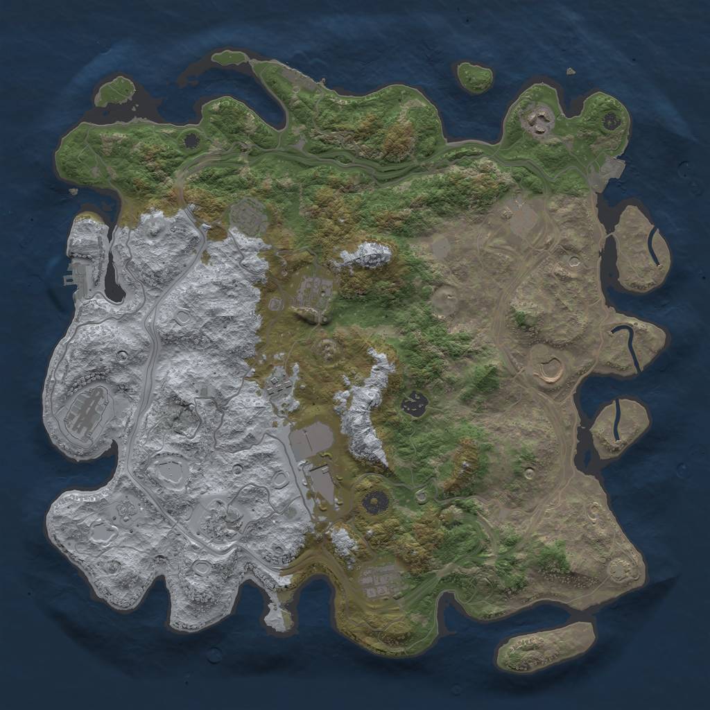 Rust Map: Procedural Map, Size: 4250, Seed: 1735261845, 19 Monuments