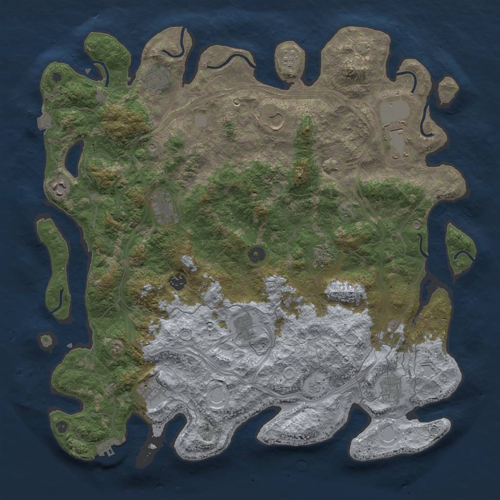 Rust Map: Procedural Map, Size: 4500, Seed: 29946701, 18 Monuments