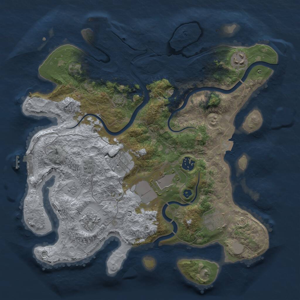Rust Map: Procedural Map, Size: 3500, Seed: 22239, 13 Monuments