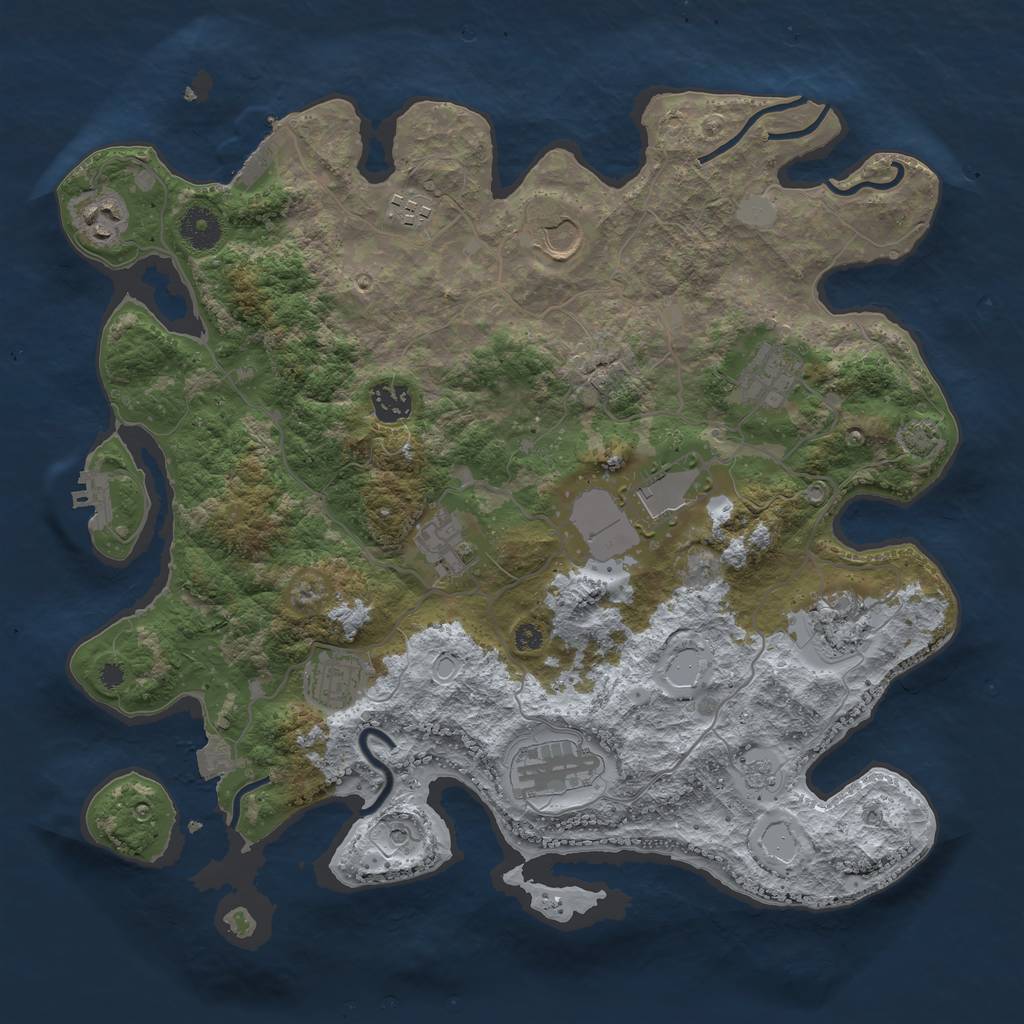 Rust Map: Procedural Map, Size: 3750, Seed: 785642, 18 Monuments