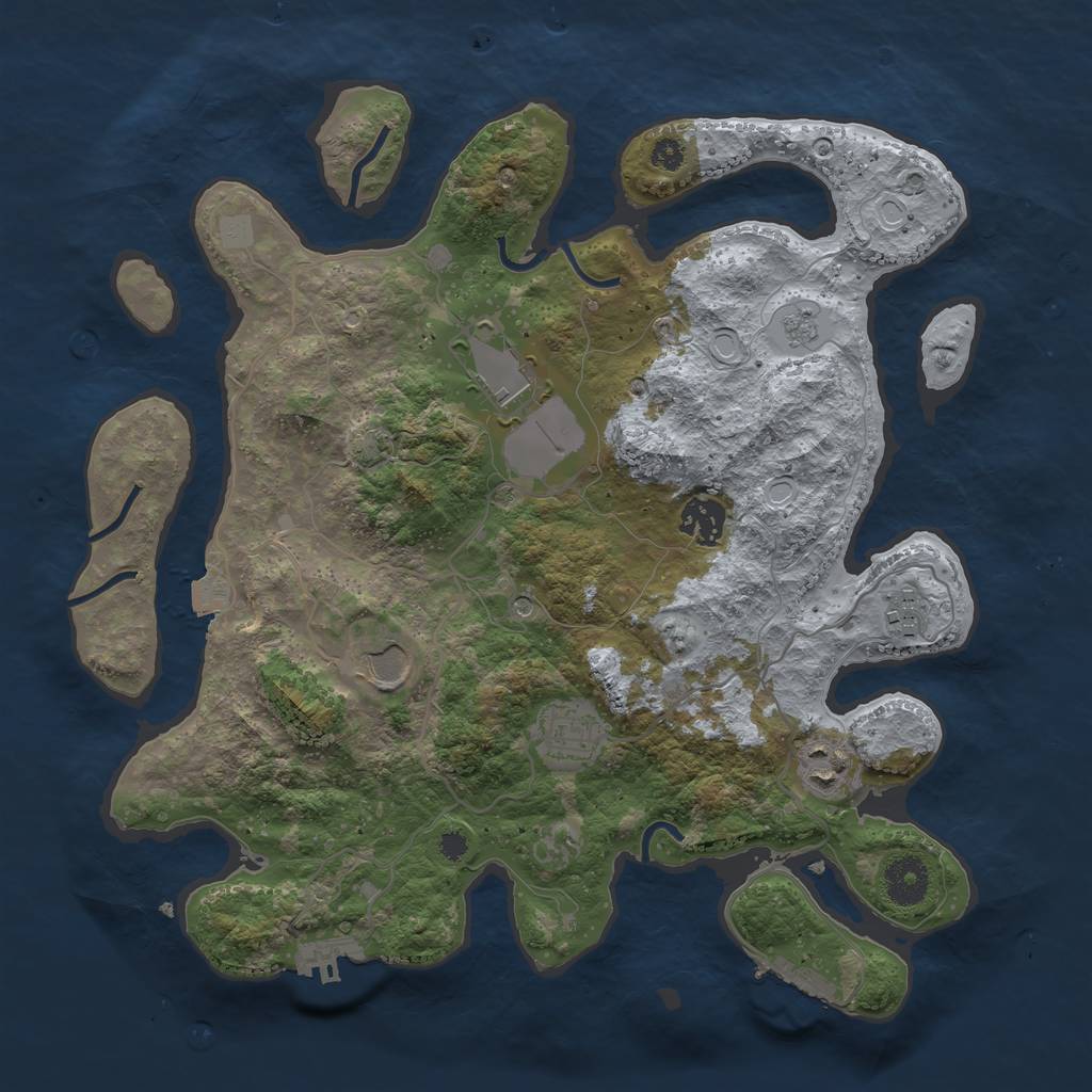 Rust Map: Procedural Map, Size: 3500, Seed: 379312777, 14 Monuments