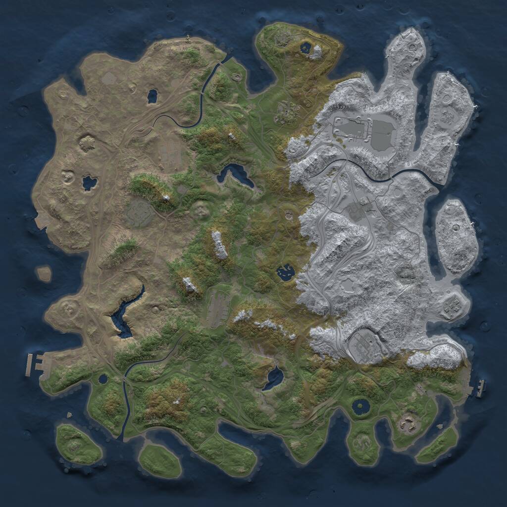 Rust Map: Procedural Map, Size: 4500, Seed: 6152, 16 Monuments