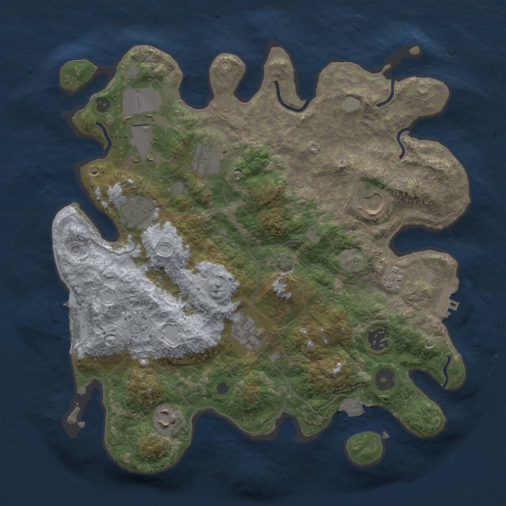 Rust Map: Procedural Map, Size: 3500, Seed: 720703135, 16 Monuments