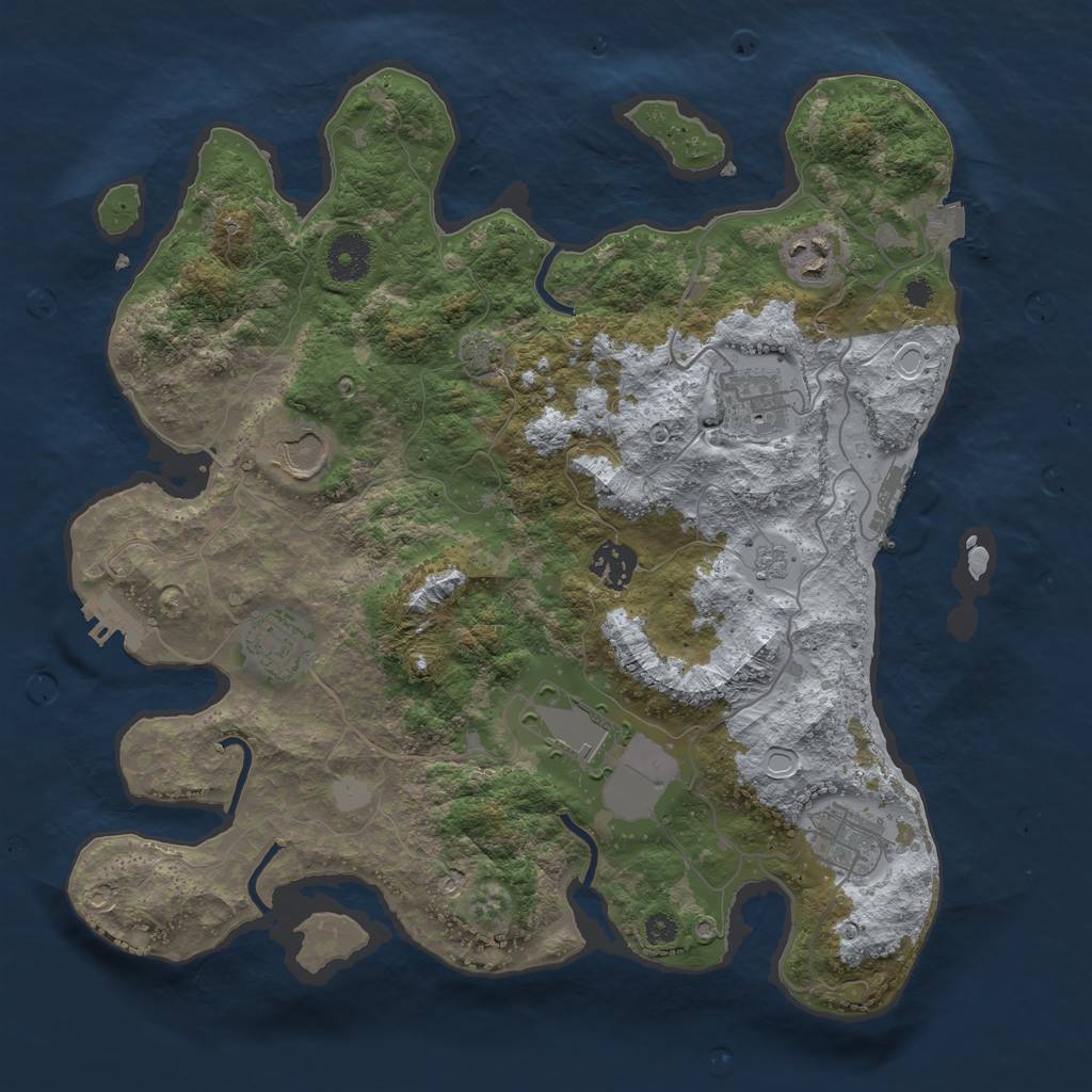 Rust Map: Procedural Map, Size: 3500, Seed: 7601, 14 Monuments