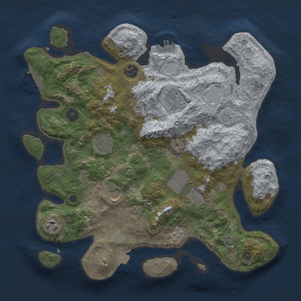 Rust Map: Procedural Map, Size: 3500, Seed: 2001860783, 15 Monuments
