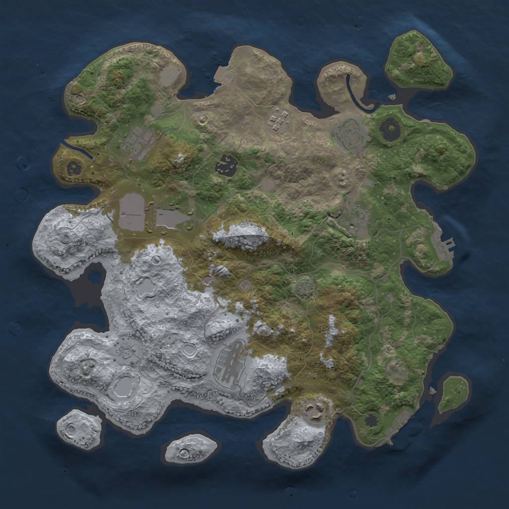 Rust Map: Procedural Map, Size: 3500, Seed: 990289, 16 Monuments