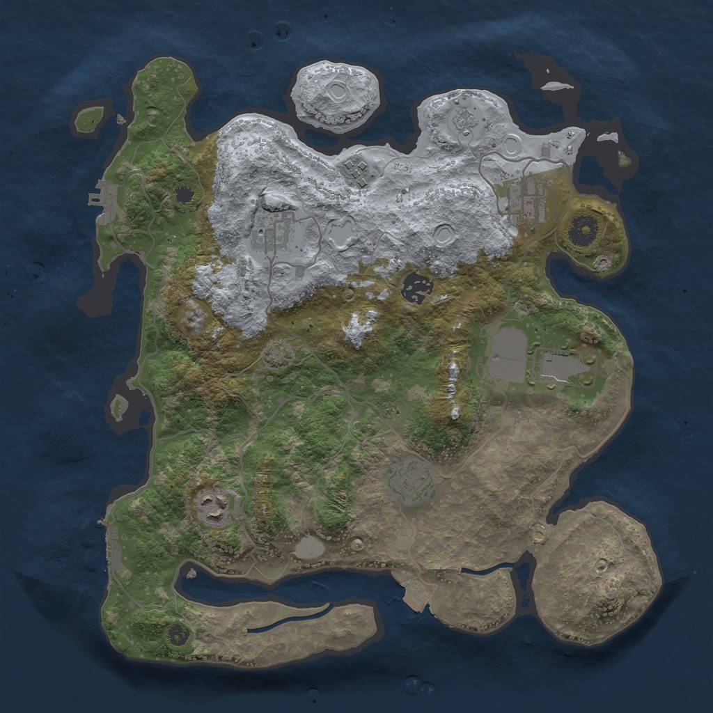 Rust Map: Procedural Map, Size: 3500, Seed: 724443910, 14 Monuments