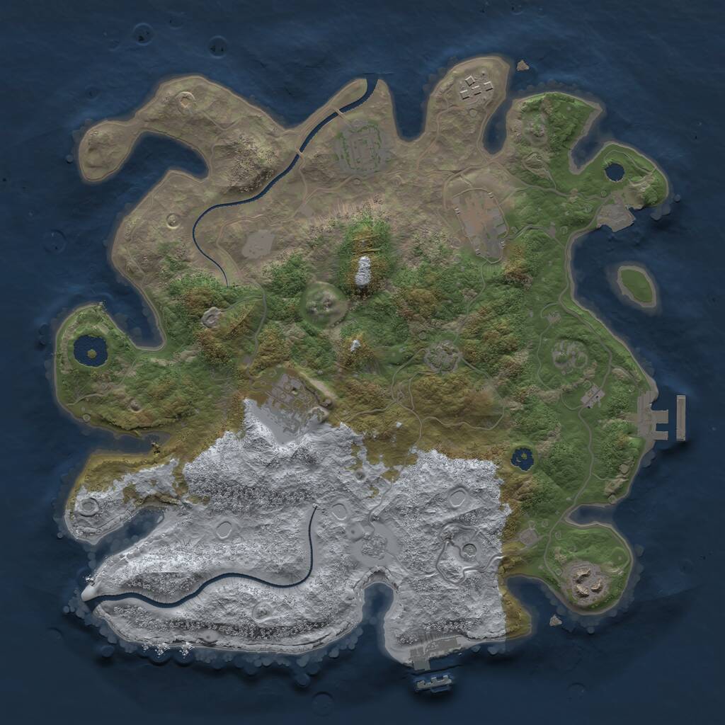 Rust Map: Procedural Map, Size: 3250, Seed: 7863232, 11 Monuments