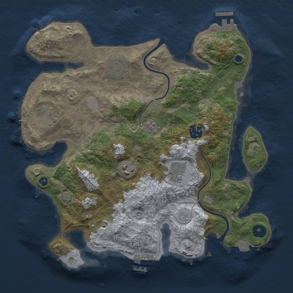 Rust Map: Procedural Map, Size: 3300, Seed: 2088522904, 12 Monuments