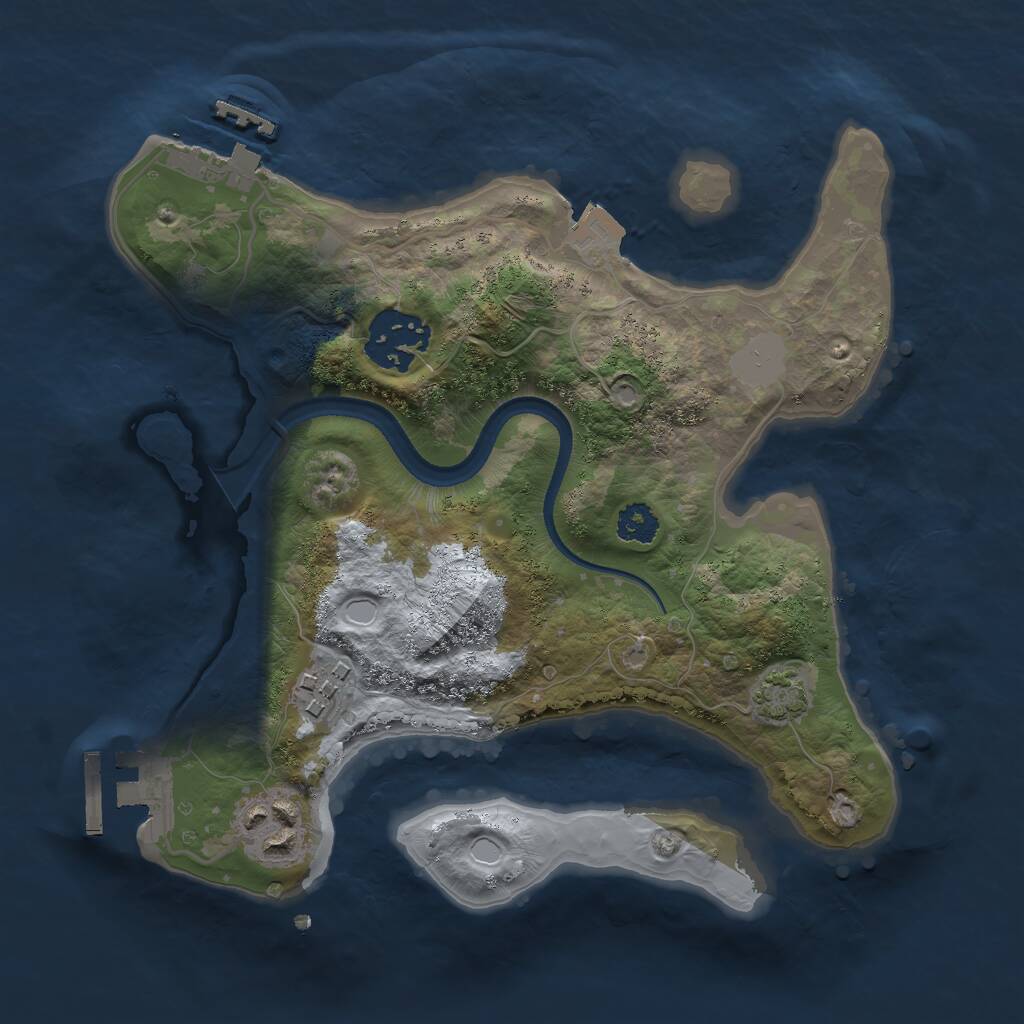 Rust Map: Procedural Map, Size: 2500, Seed: 791651539, 7 Monuments