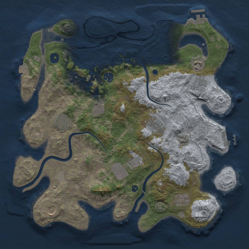 Rust Map: Procedural Map, Size: 3750, Seed: 85574, 16 Monuments