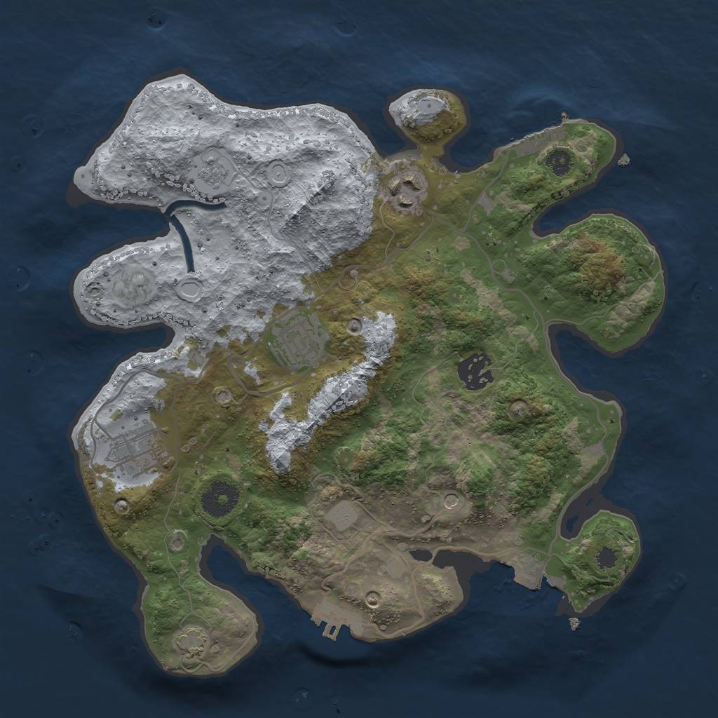 Rust Map: Procedural Map, Size: 3000, Seed: 21690485, 12 Monuments