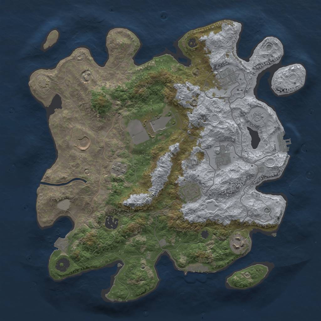 Rust Map: Procedural Map, Size: 3500, Seed: 69034604, 16 Monuments