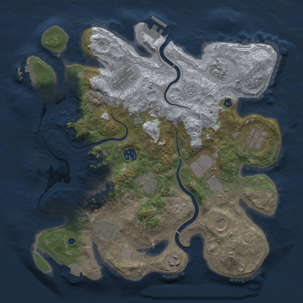 Rust Map: Procedural Map, Size: 3500, Seed: 80532, 16 Monuments
