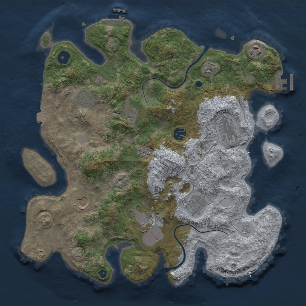 Rust Map: Procedural Map, Size: 3700, Seed: 39441751, 15 Monuments