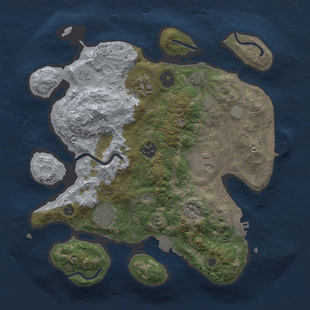 Rust Map: Procedural Map, Size: 3000, Seed: 32874783, 12 Monuments
