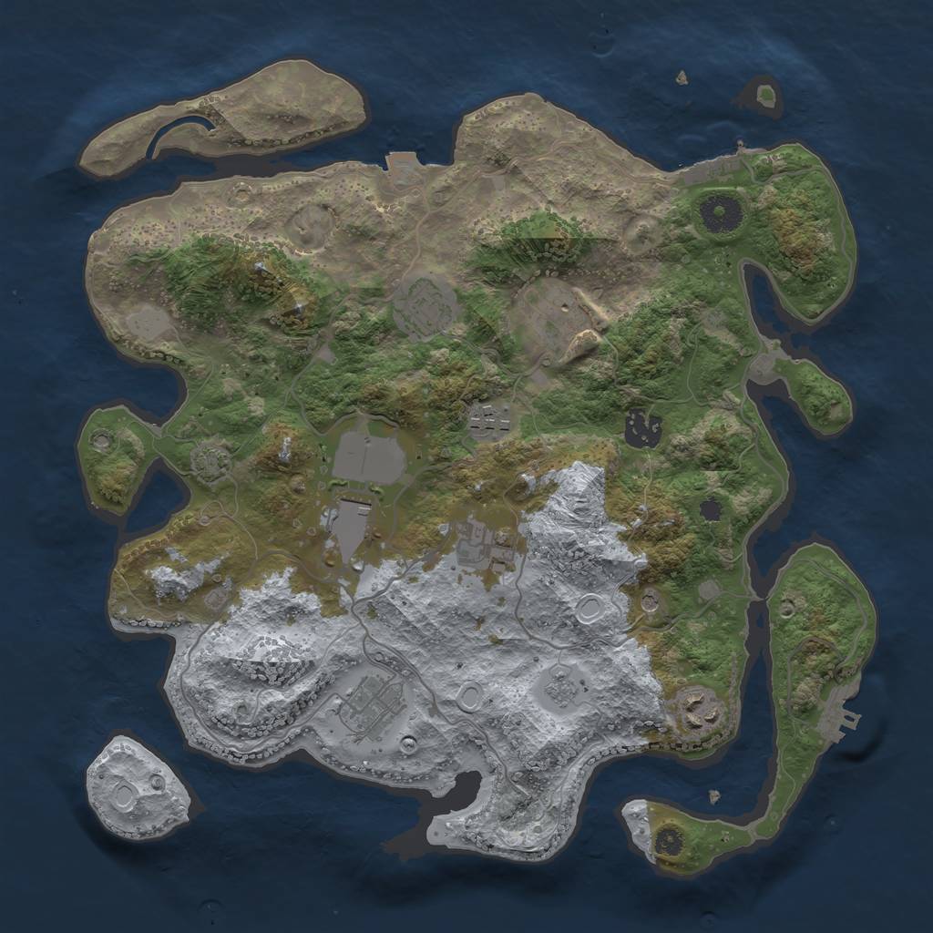 Rust Map: Procedural Map, Size: 3500, Seed: 17910573, 16 Monuments