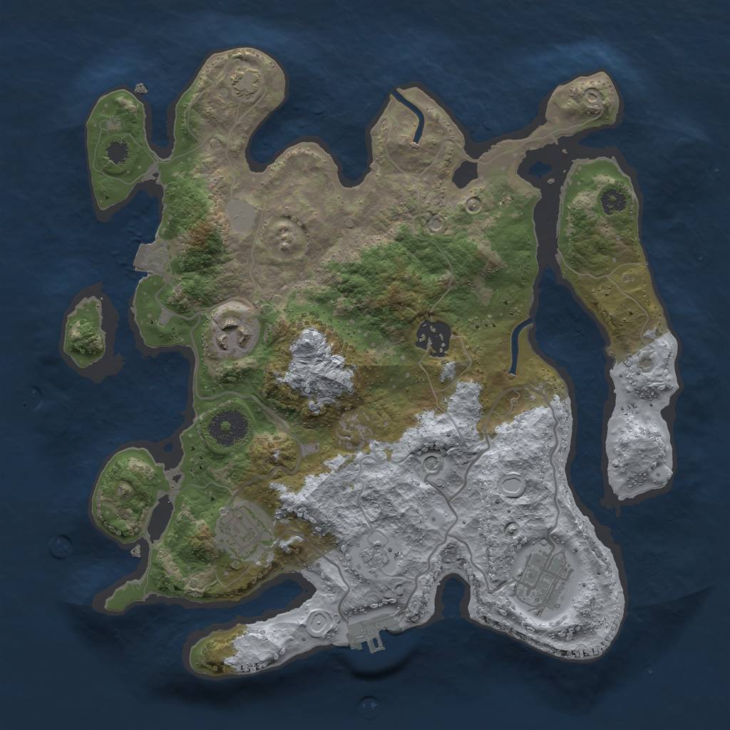Rust Map: Procedural Map, Size: 3000, Seed: 1234568, 11 Monuments