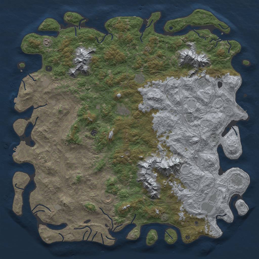 Rust Map: Procedural Map, Size: 6000, Seed: 9701858, 19 Monuments